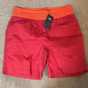 La Sportiva new with tags shorts, women small, velvet and cherry tomato
